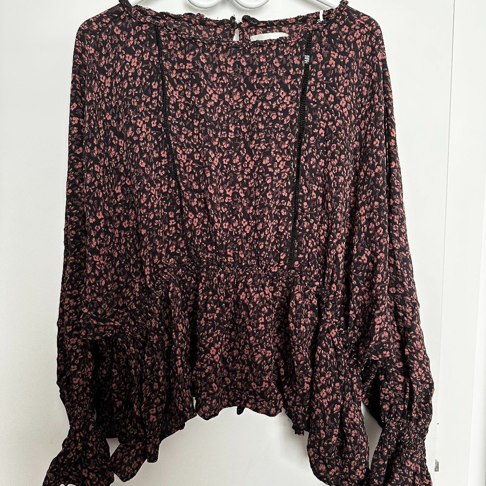 Anthropologie Peplum Blouse Boho Frilly Romantic Floral